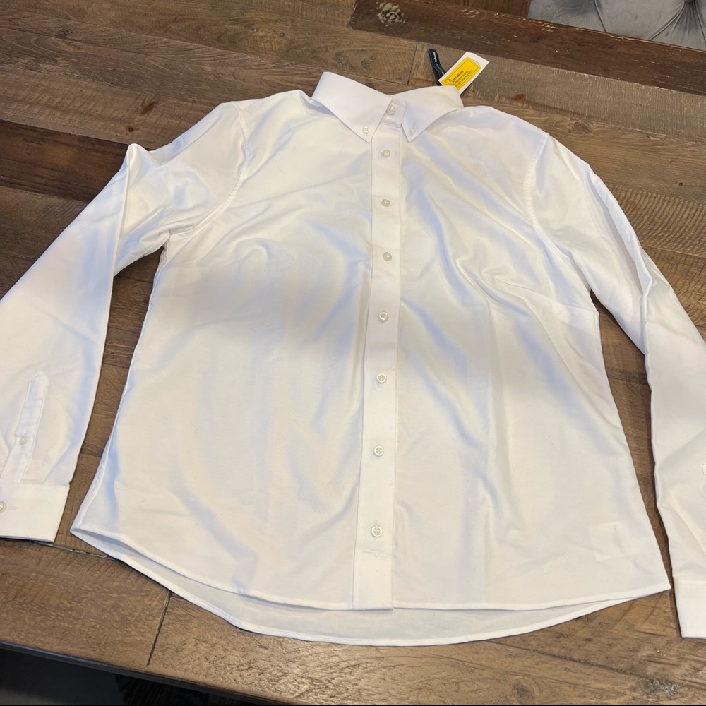 Lands’ End Magna Ready Magnet sz 12 Women White Button Up Shirt
